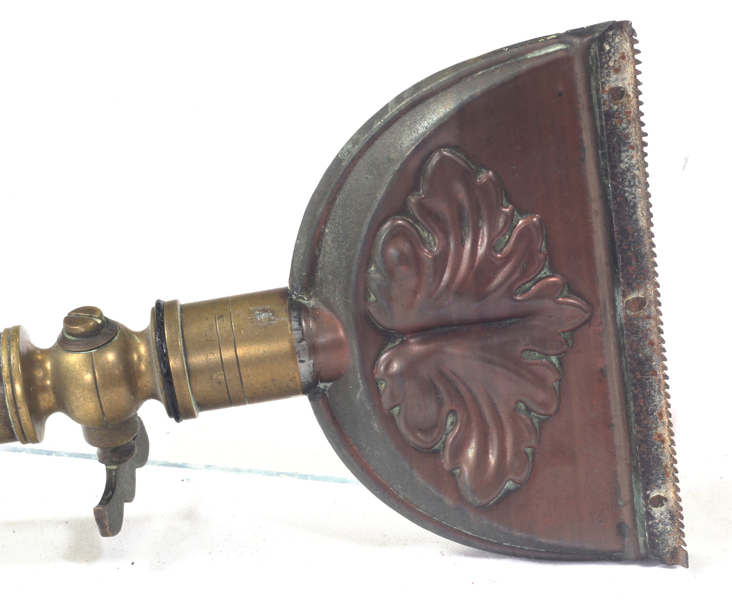 An Antique Brass & Copper Singeing Lamp or Iron