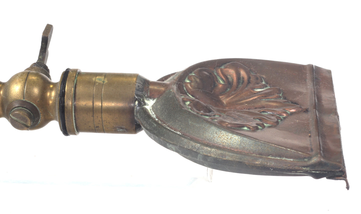 An Antique Brass & Copper Singeing Lamp or Iron