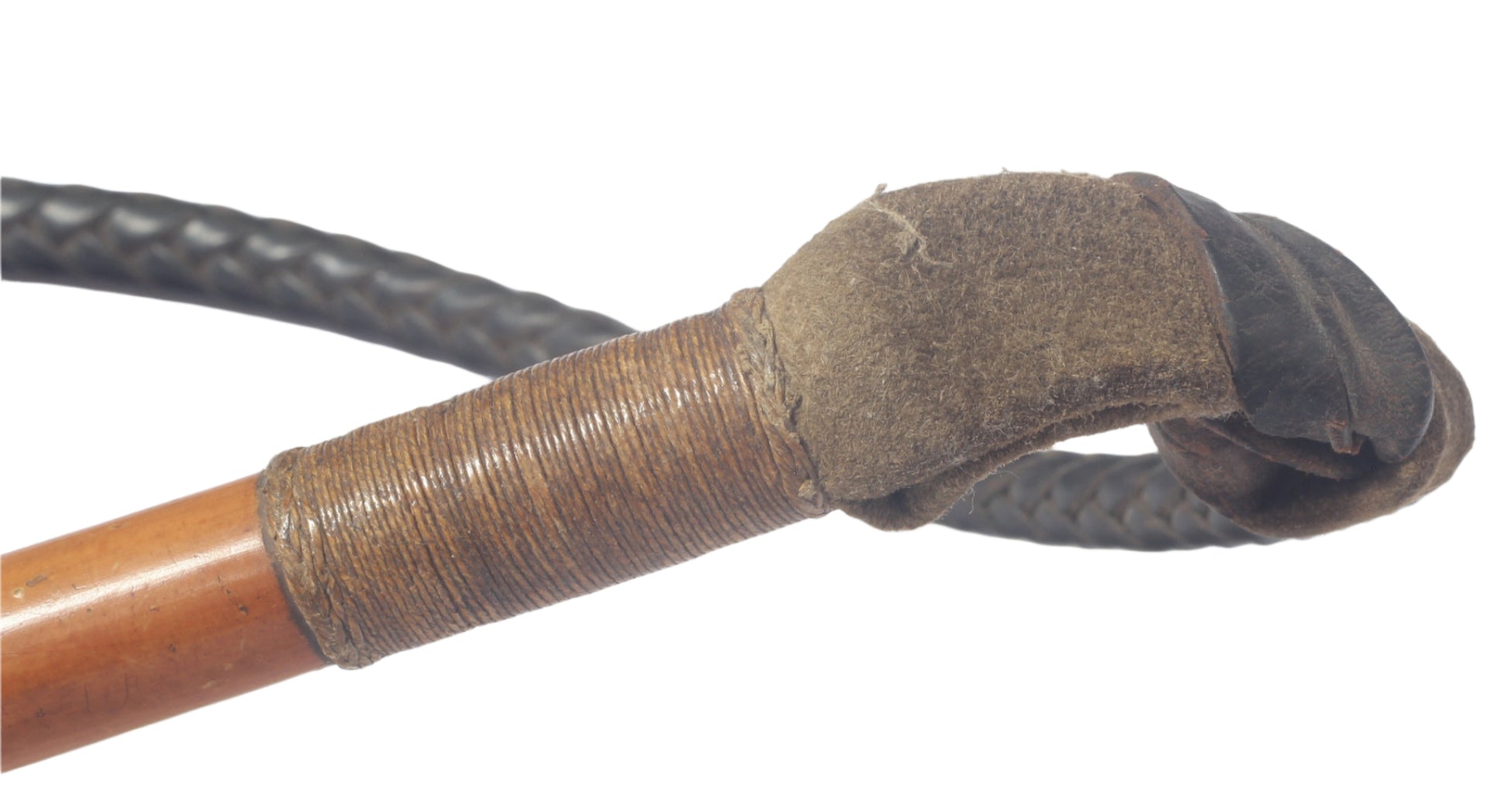 Antique Beagling Whip with Hound Handle and Whistle