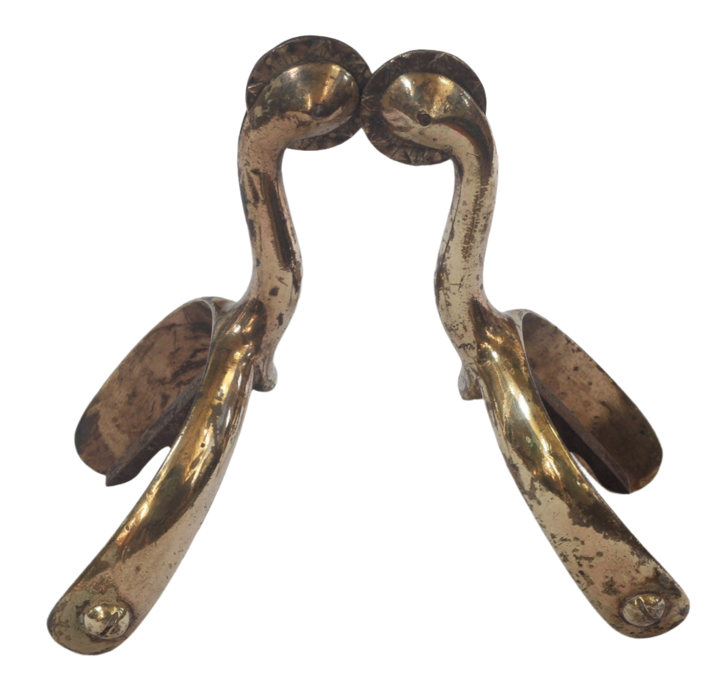 Pair of Antique Gilt Brass Swan Necked Mess Dress Box Spurs