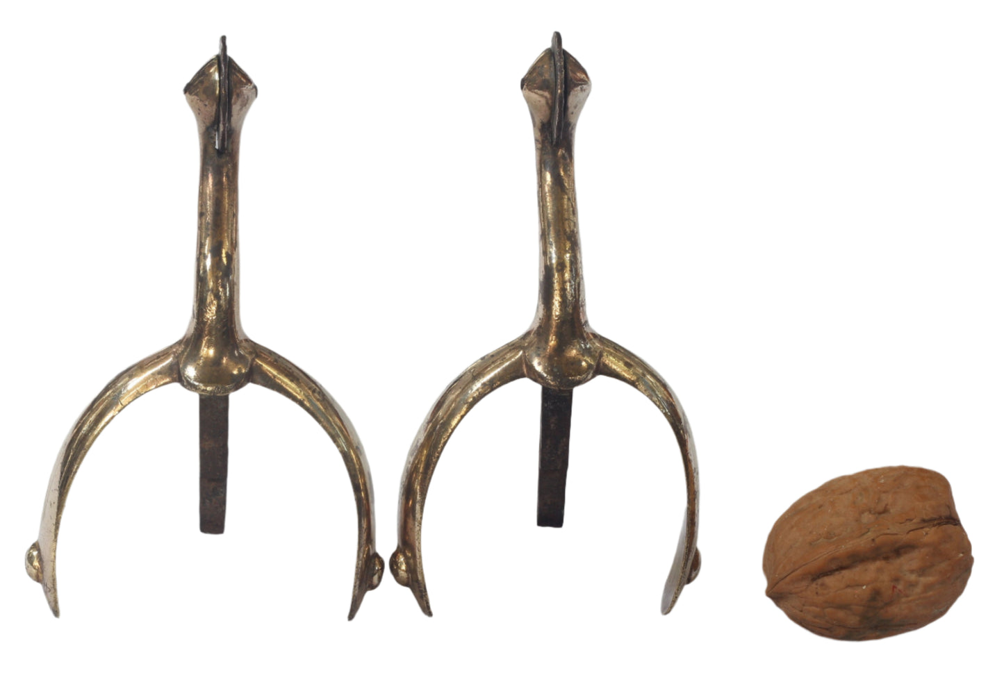 Pair of Antique Gilt Brass Swan Necked Mess Dress Box Spurs