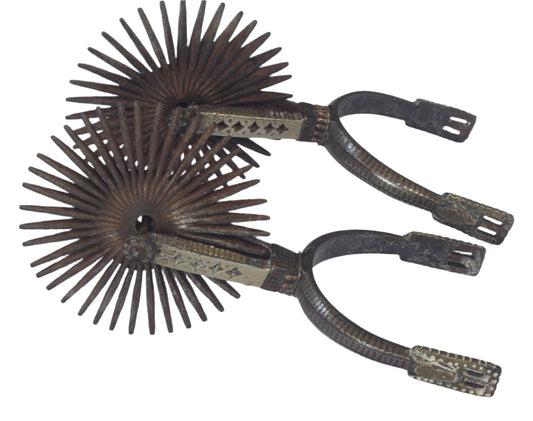 A Pair of Decorated Chilean Huaso Spurs with Large Rowels