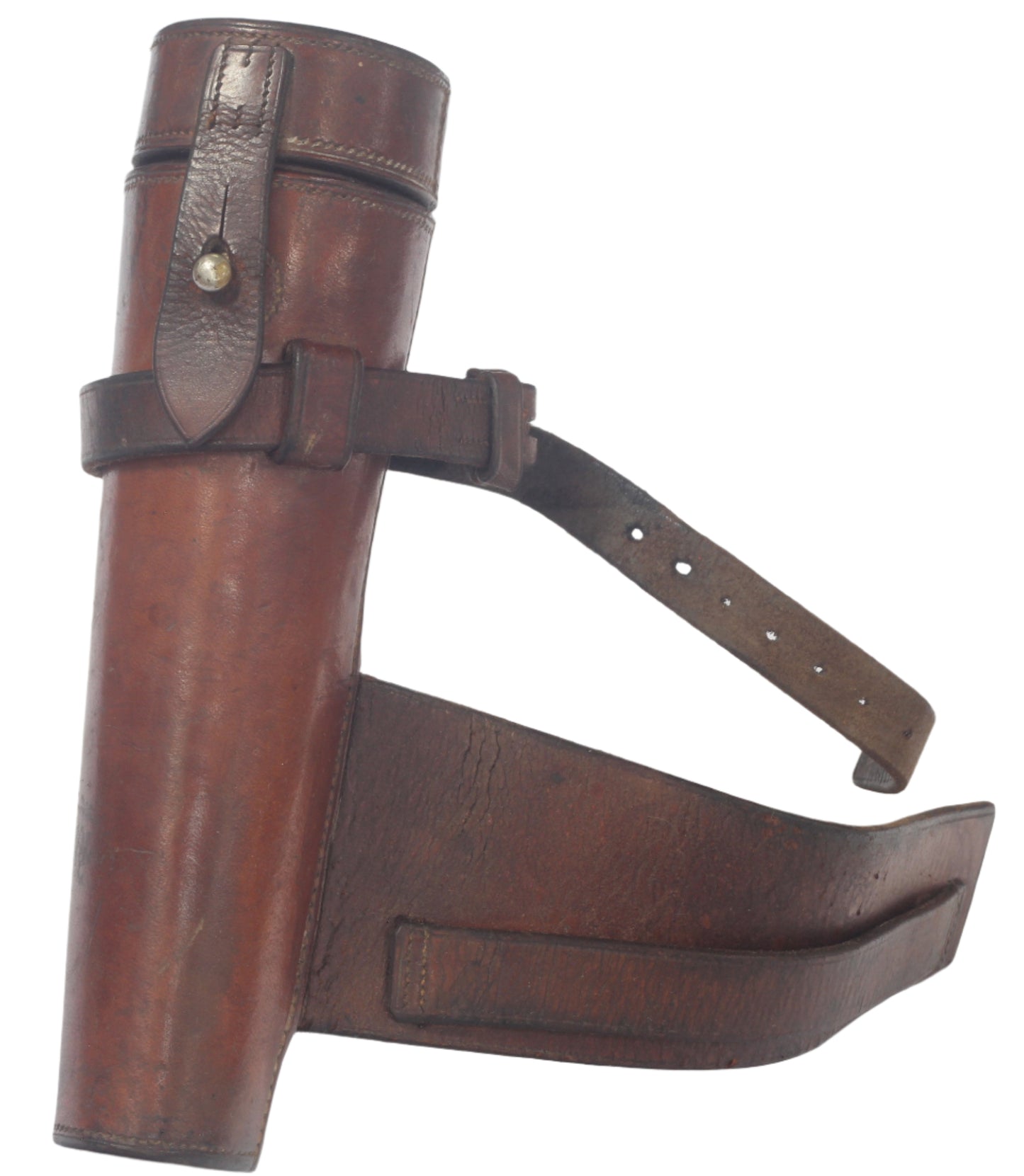Small Vintage Saddle or Hunting Flask in Leather Case