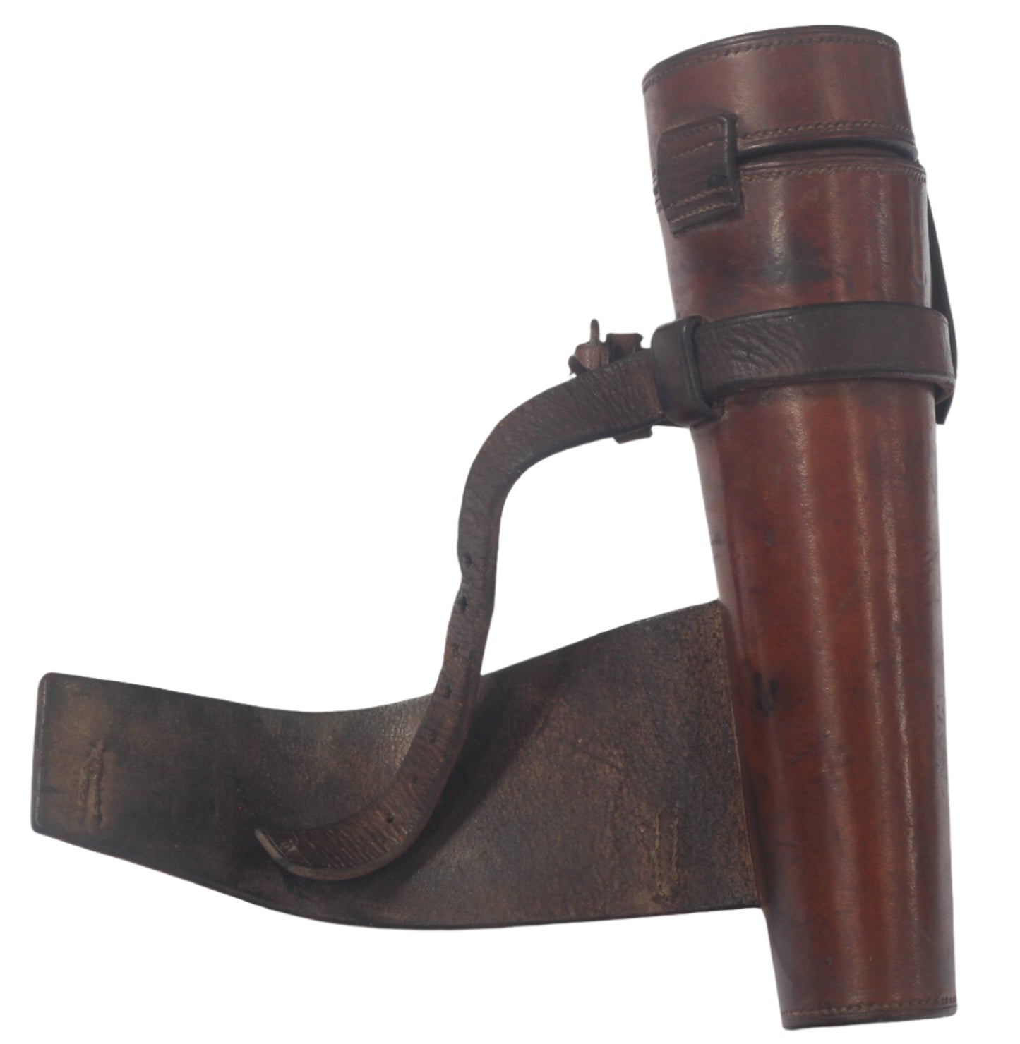 Small Vintage Saddle or Hunting Flask in Leather Case