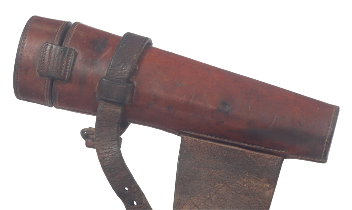 Small Vintage Saddle or Hunting Flask in Leather Case