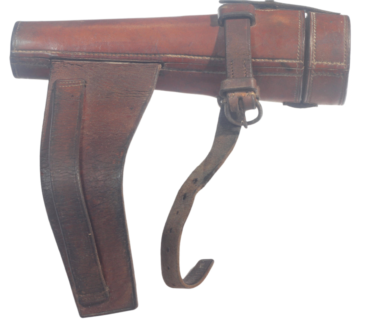 Small Vintage Saddle or Hunting Flask in Leather Case