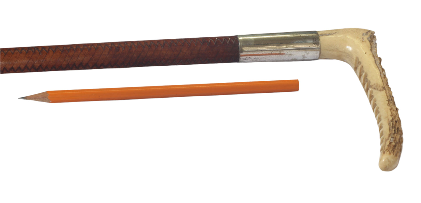 Vintage Ladies' or Youth's Leather Hunting Whip with Thong