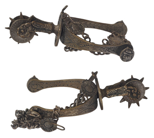 Pair of Argentine Gaucho Spurs with  1884 Coin Rowels