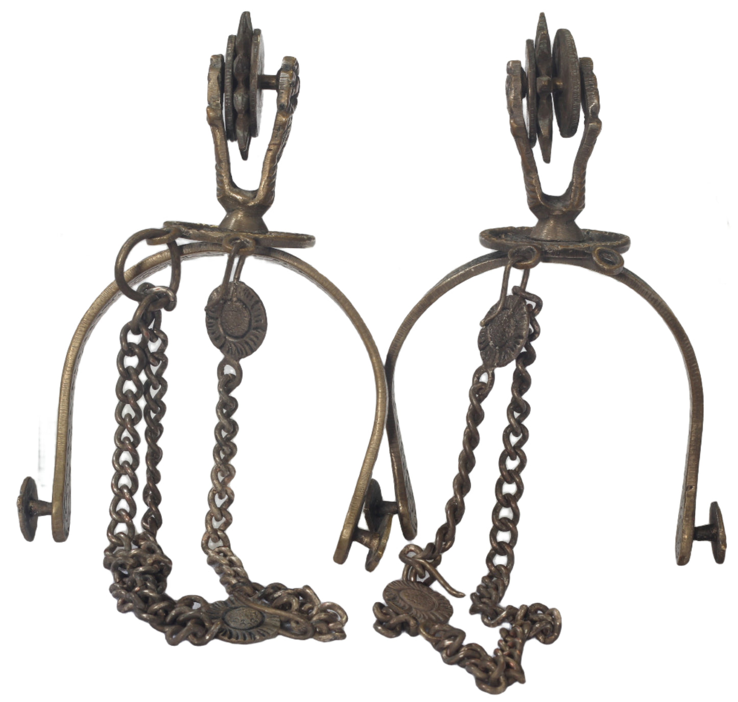 Pair of Argentine Gaucho Spurs with 1884 Coin Rowels
