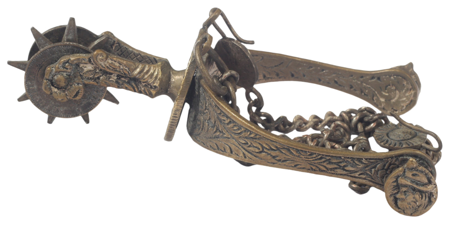 Pair of Argentine Gaucho Spurs with 1884 Coin Rowels