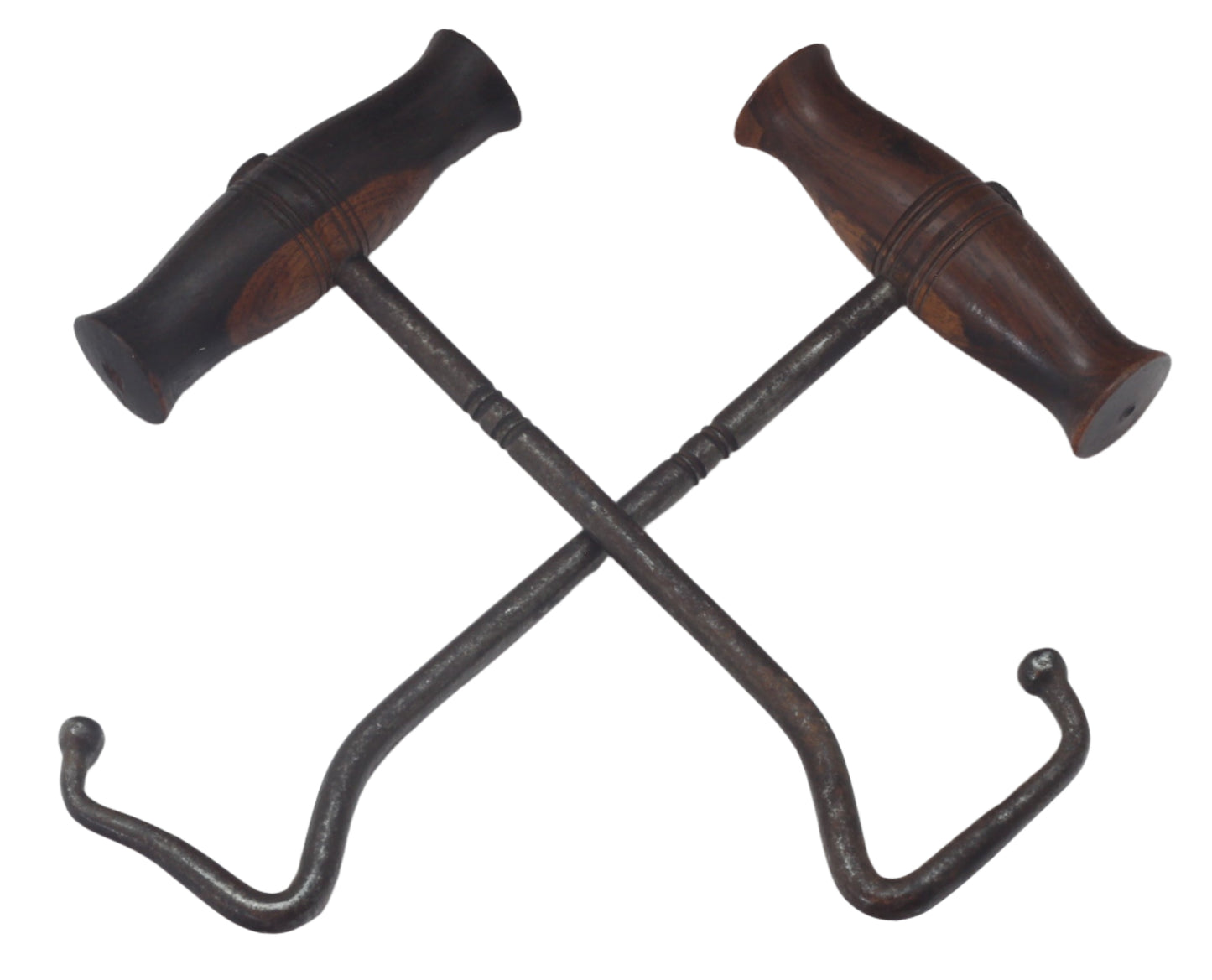 Vintage Boot Pulls or Hooks with Laburnum Wood Handles