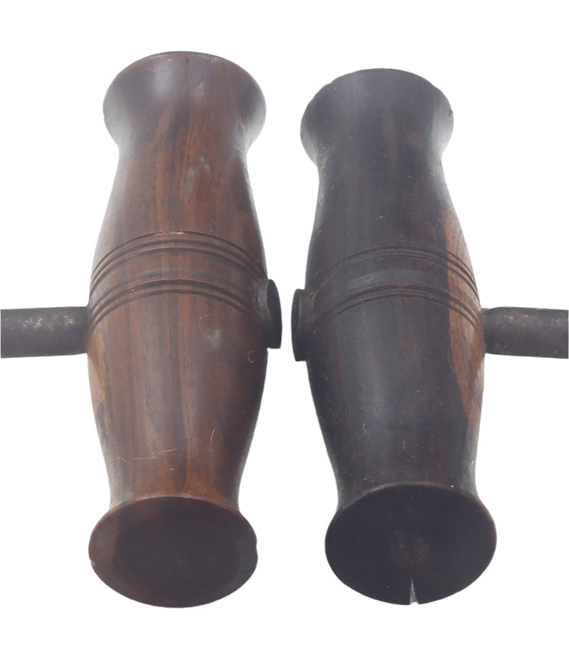 Vintage Boot Pulls or Hooks with Laburnum Wood Handles