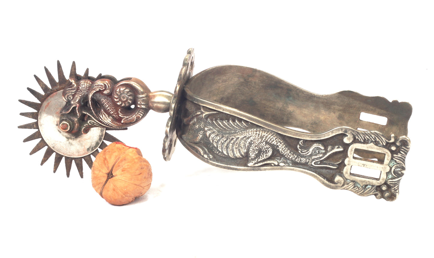 Pair of Gaucho Spurs Decorated with Dragons