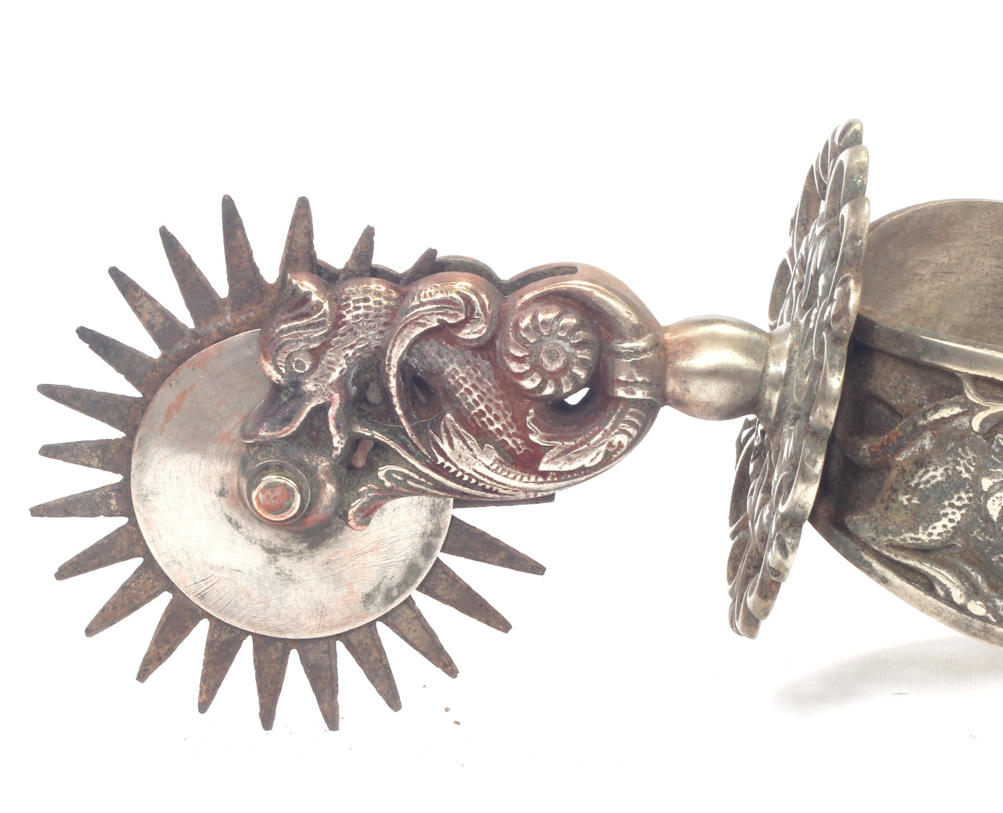 Pair of Gaucho Spurs Decorated with Dragons