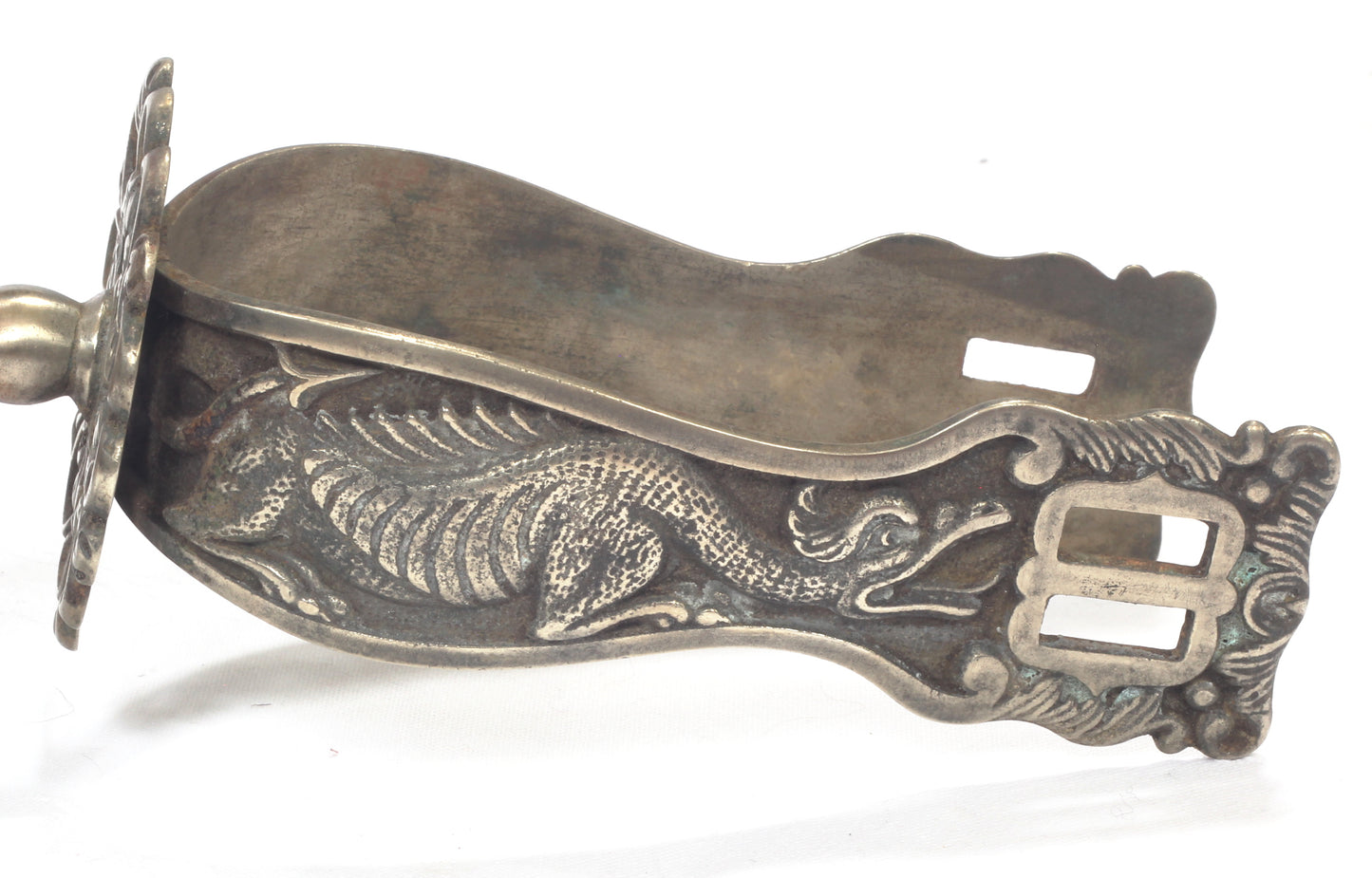 Pair of Gaucho Spurs Decorated with Dragons