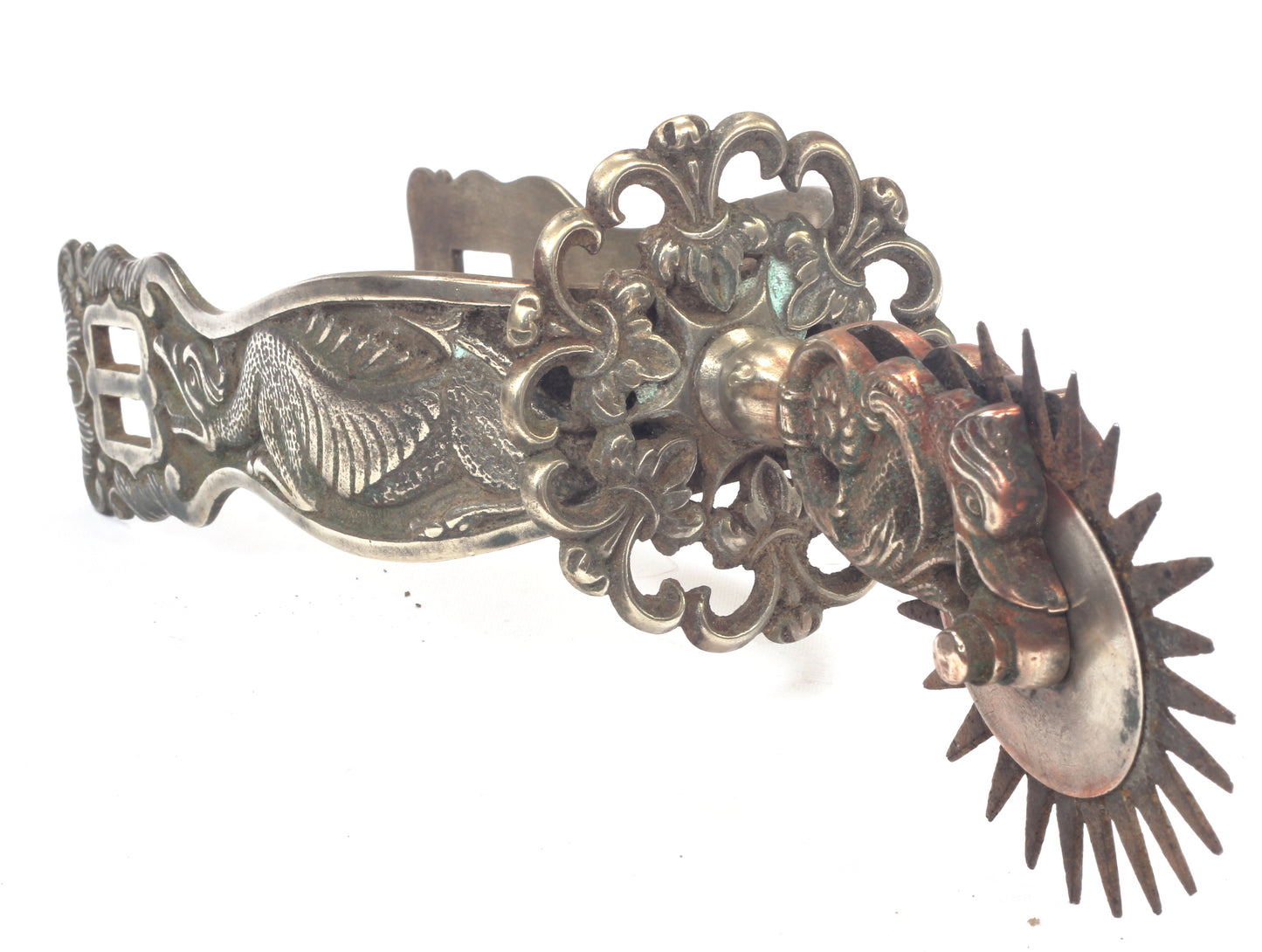 Pair of Gaucho Spurs Decorated with Dragons
