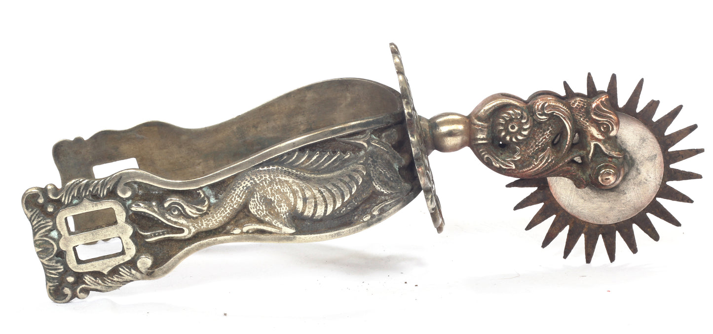 Pair of Gaucho Spurs Decorated with Dragons
