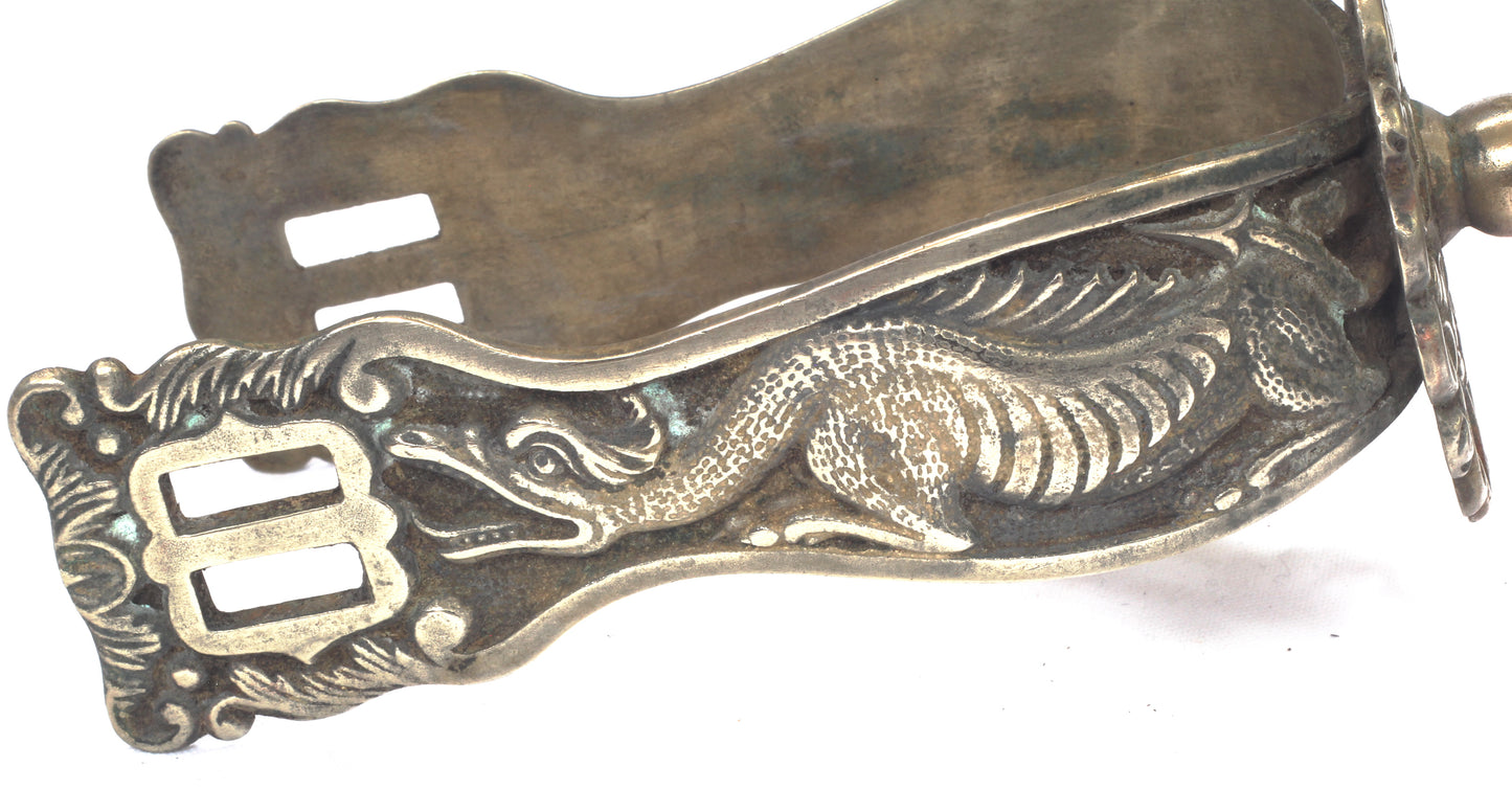 Pair of Gaucho Spurs Decorated with Dragons