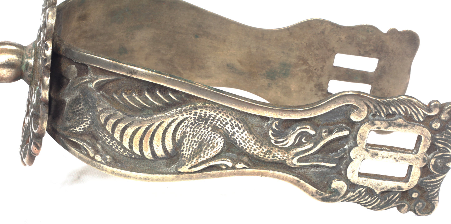 Pair of Gaucho Spurs Decorated with Dragons