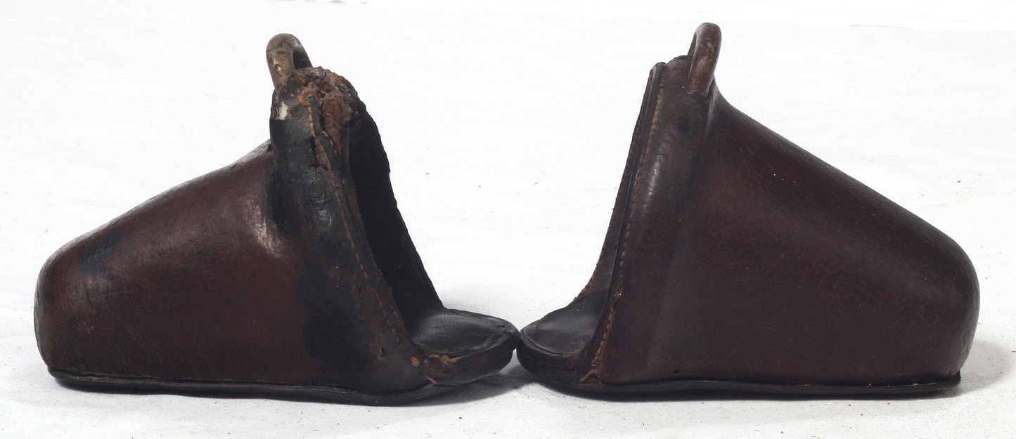 Antique child's leather toe or clog stirrups