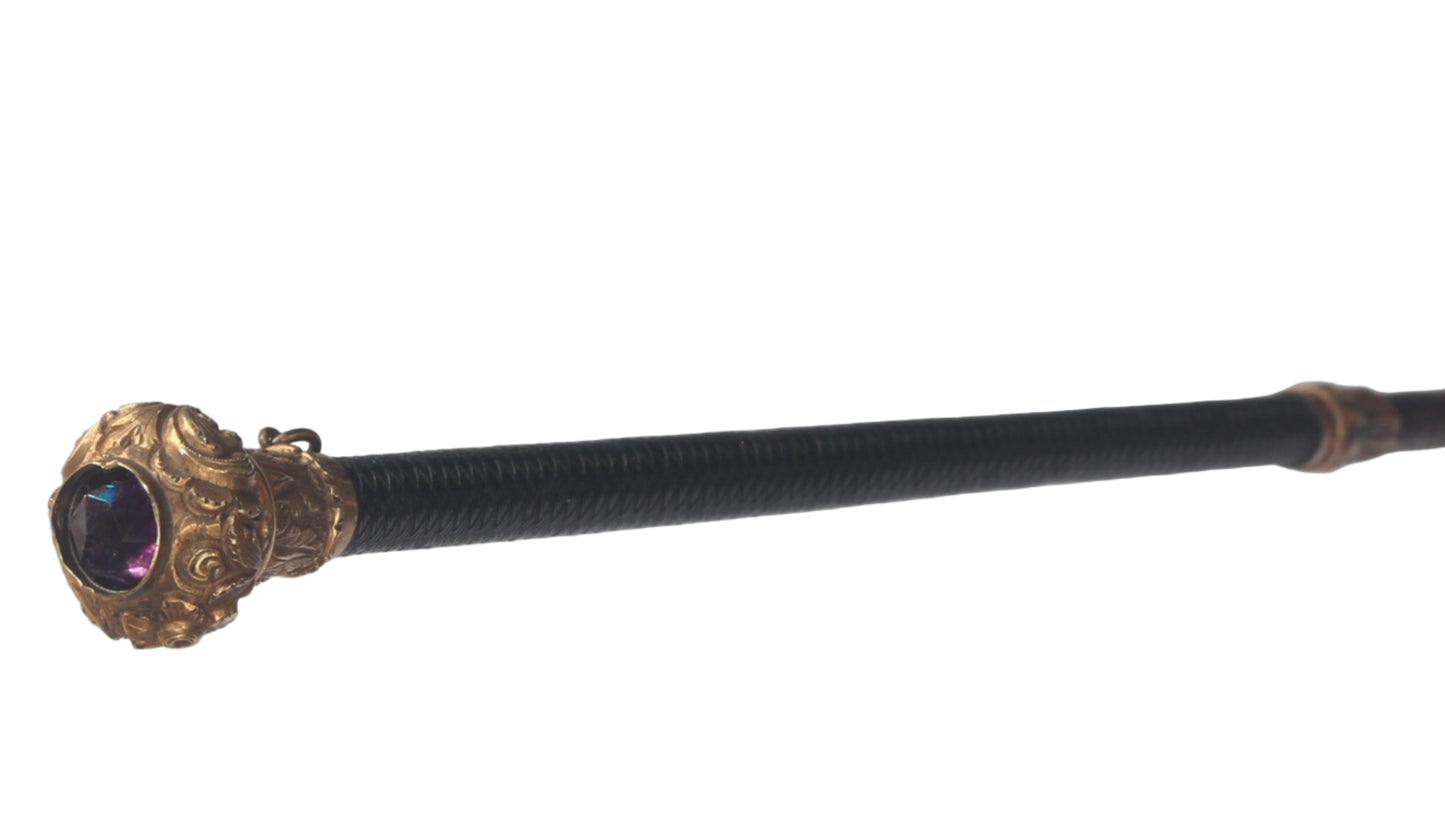 Victorian Sidesaddle Whip with Amethyst