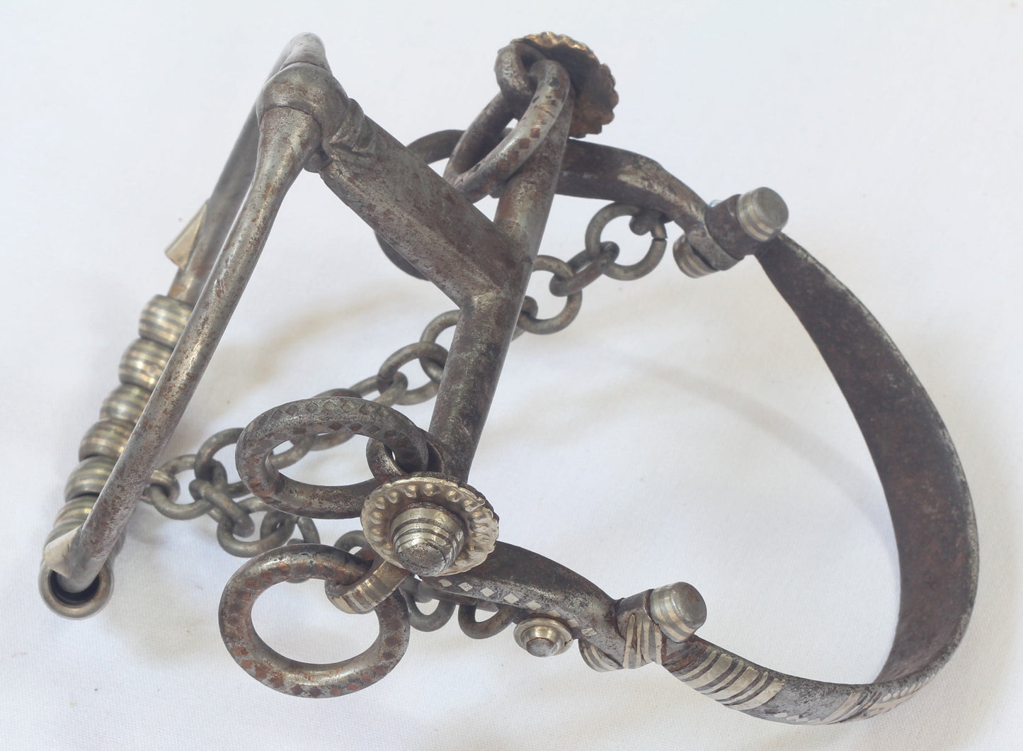 Antique Chilean Ring Bit with Inlaid Decoration