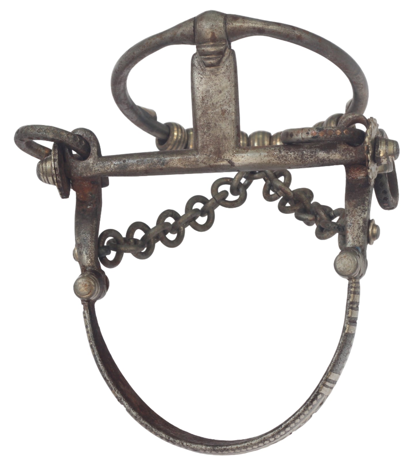 Antique Chilean Ring Bit with Inlaid Decoration