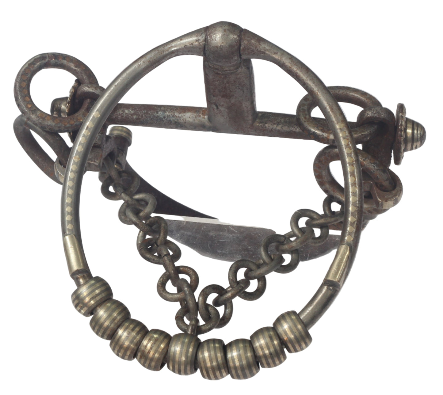 Antique Chilean Ring Bit with Inlaid Decoration