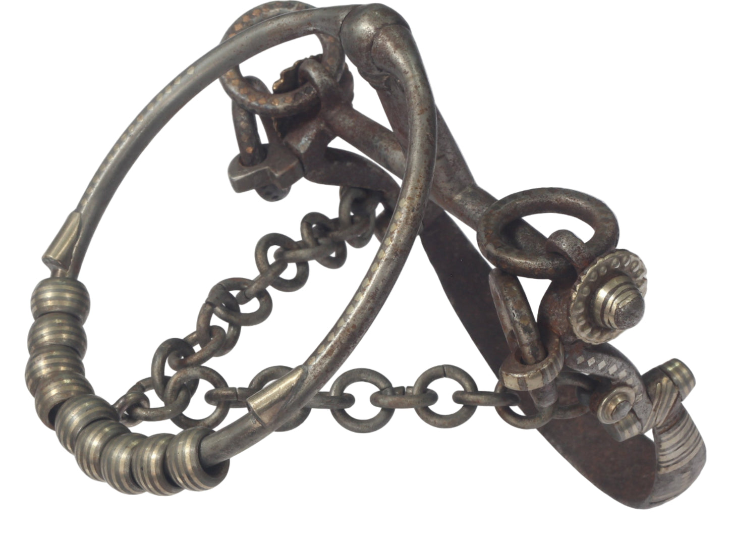 Antique Chilean Ring Bit with Inlaid Decoration