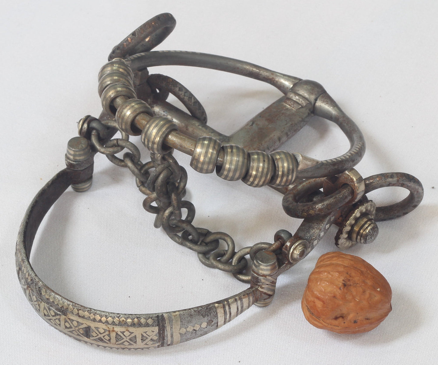 Antique Chilean Ring Bit with Inlaid Decoration