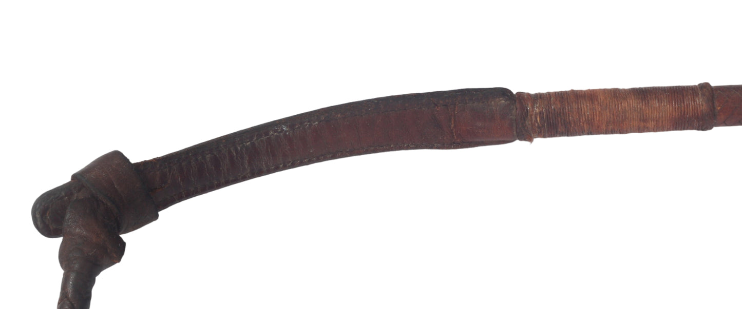 Vintage 1952 Small Ladies' or Youth's Leather Hunting Whip with Thong