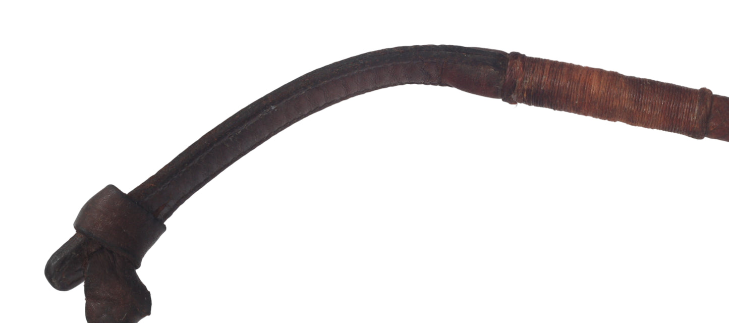 Vintage 1952 Small Ladies' or Youth's Leather Hunting Whip with Thong