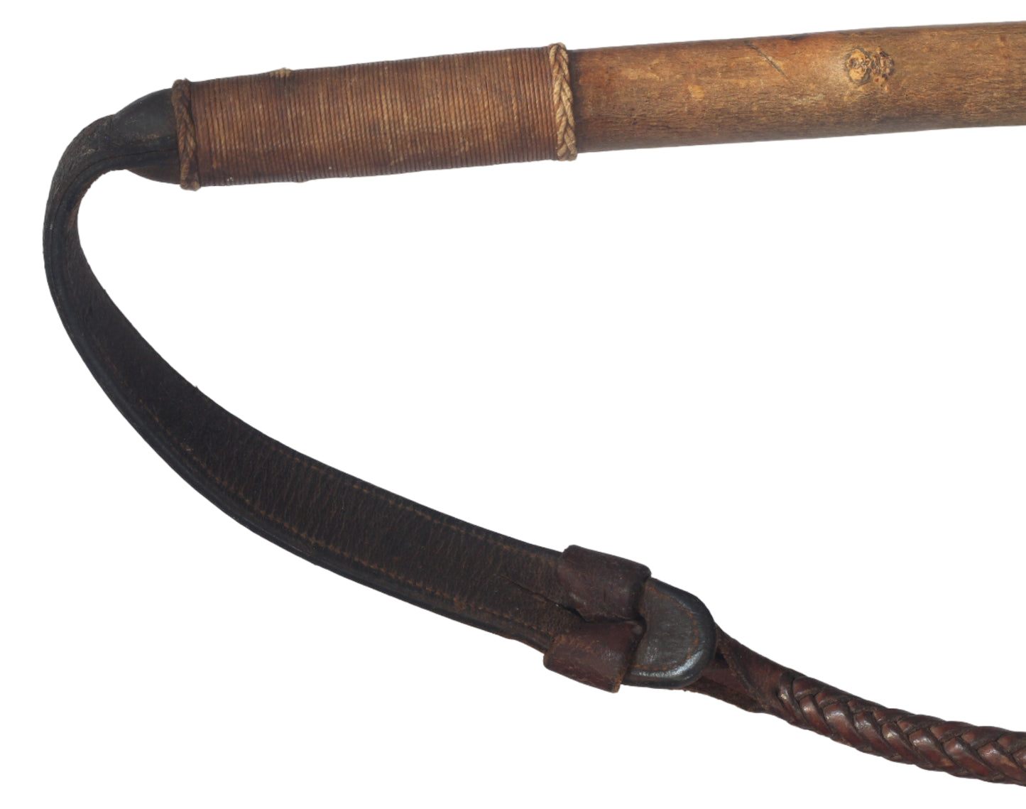 Vintage Rustic Ash Hunting Whip or Crop with Thong