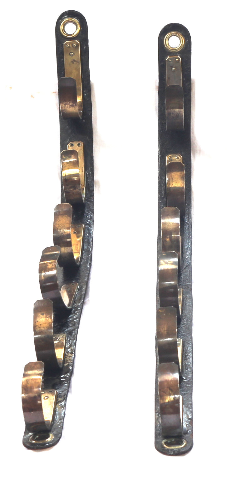 A Pair of Leather & Brass Campaign Stick Gun or Whip Racks