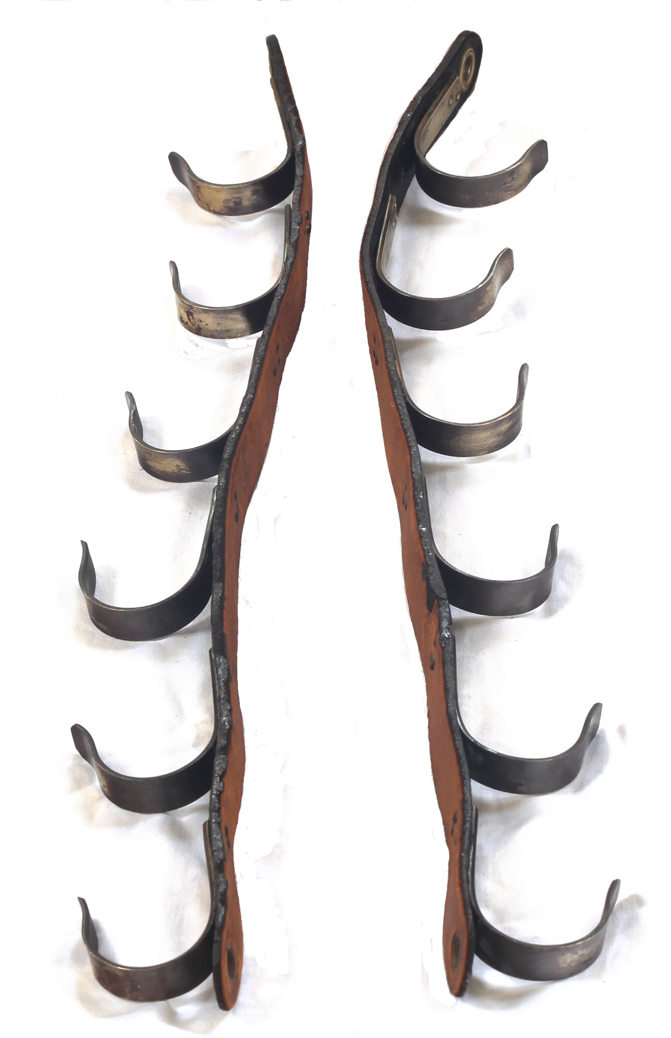 A Pair of Leather & Brass Campaign Stick Gun or Whip Racks