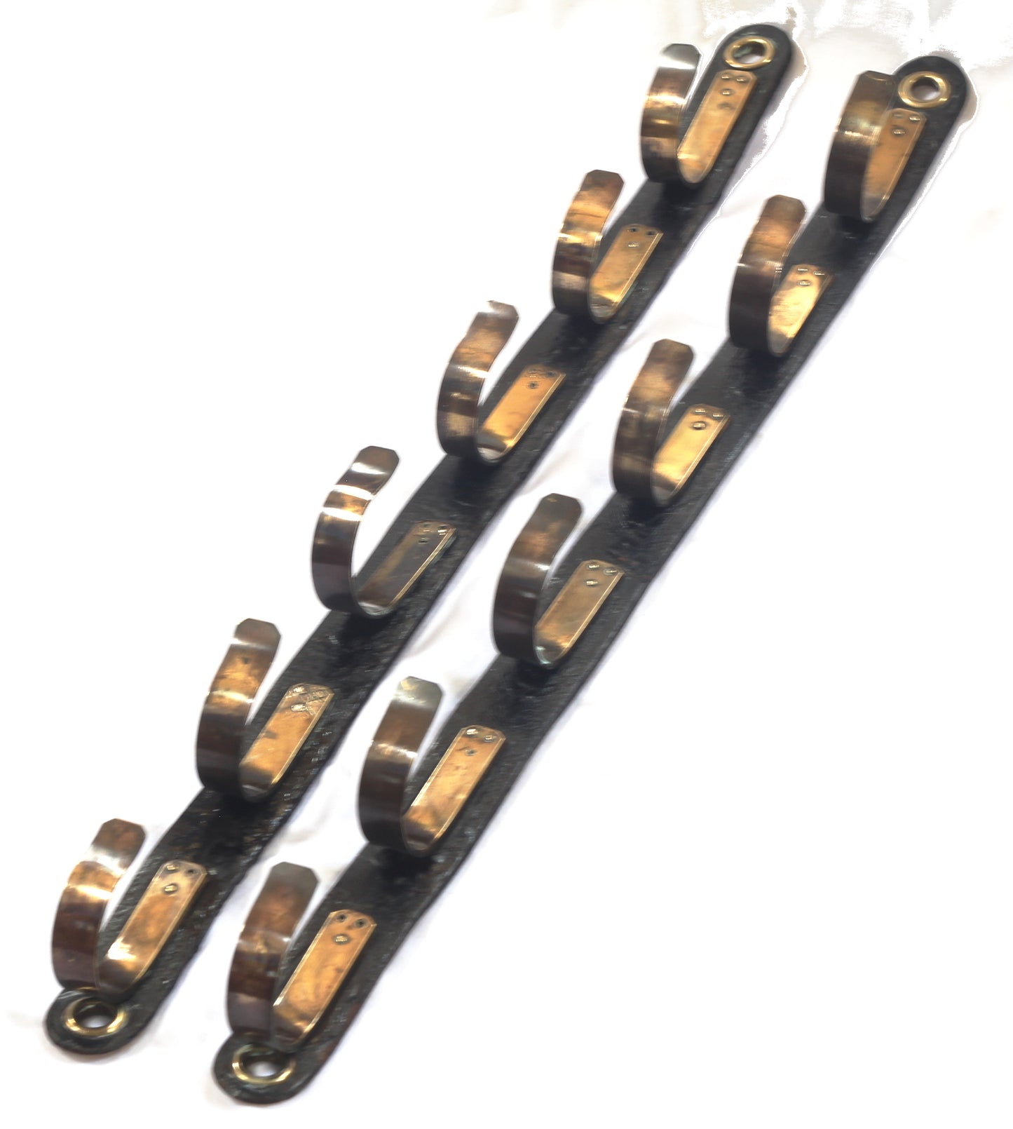 A Pair of Leather & Brass Campaign Stick, Gun or Whip Racks