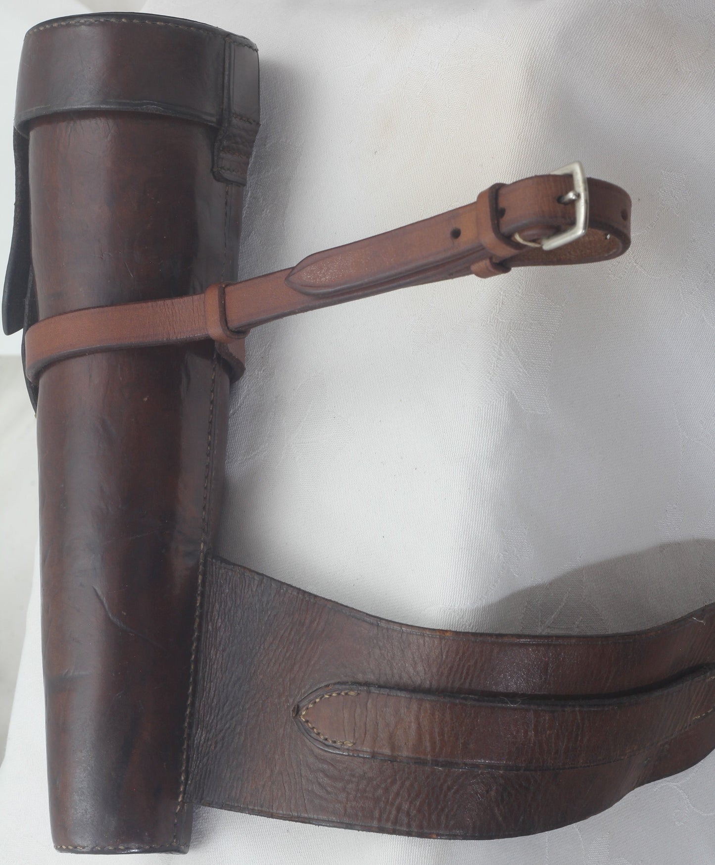 Antique 1896 Silver Mounted Saddle or Hunting Flask in Leather Case