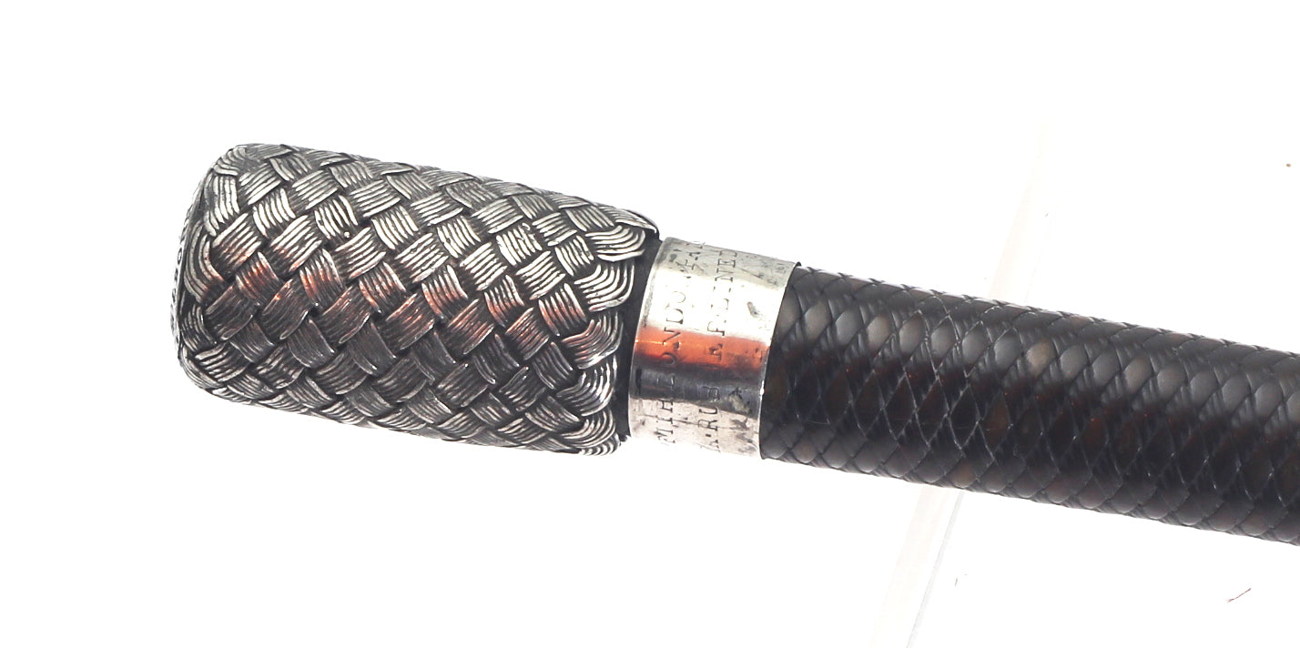 c.1840 Gents Whip by Griffiths with Braided Silver Mounts