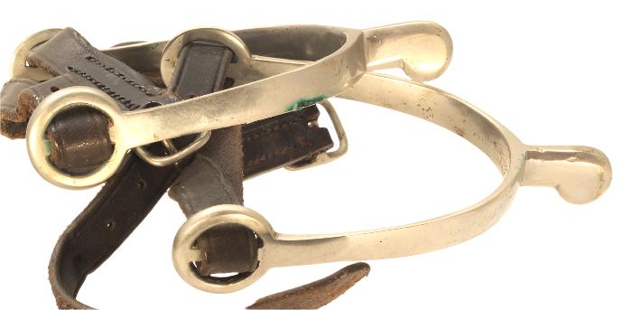 Pair of Small Nickel Spurs with Straps