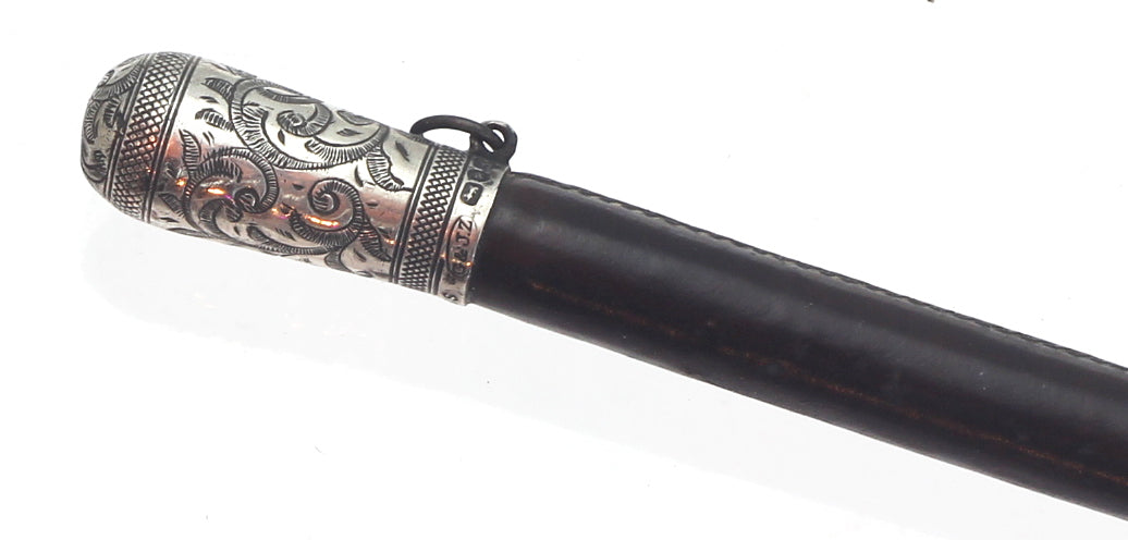Victorian sidesaddle whip with silver mounts
