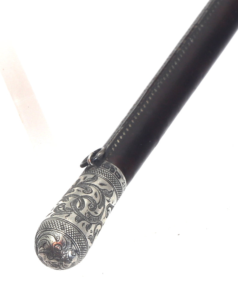 Victorian sidesaddle whip with silver mounts