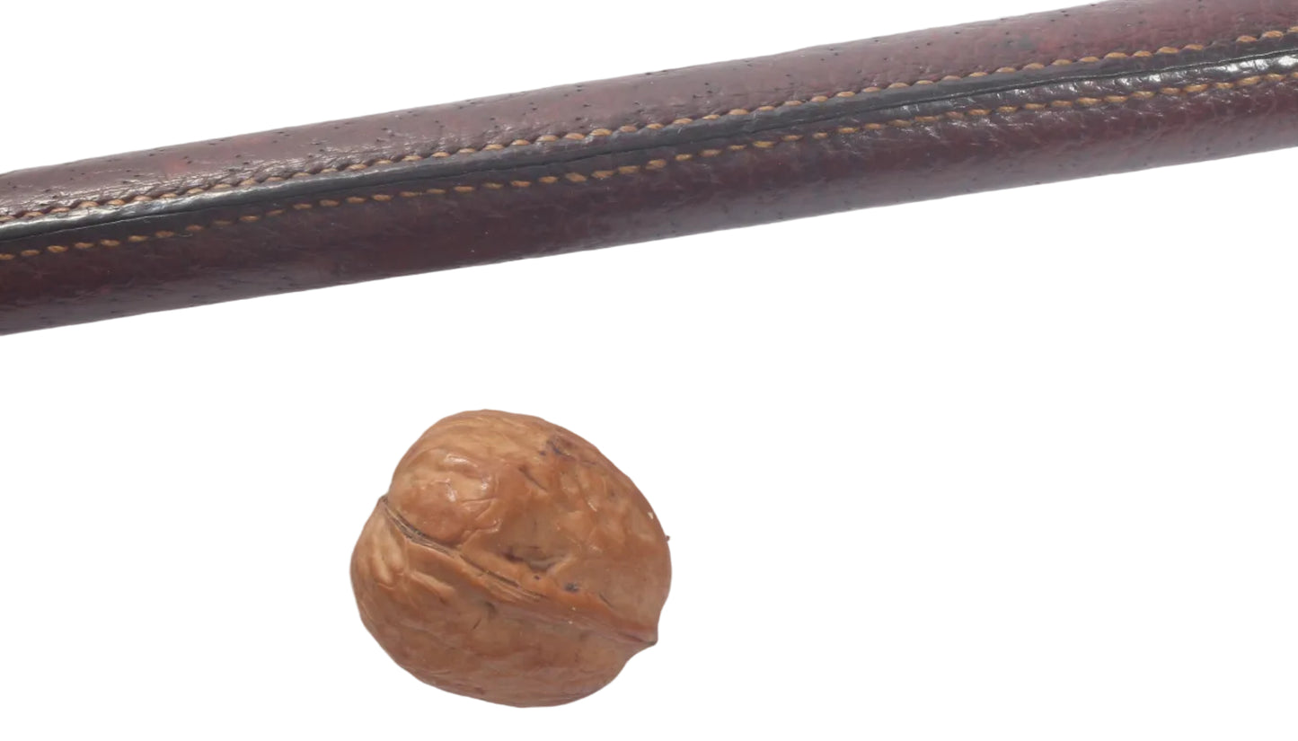 Vintage Leather Covered Half Round Showing Cane or Swagger Stick