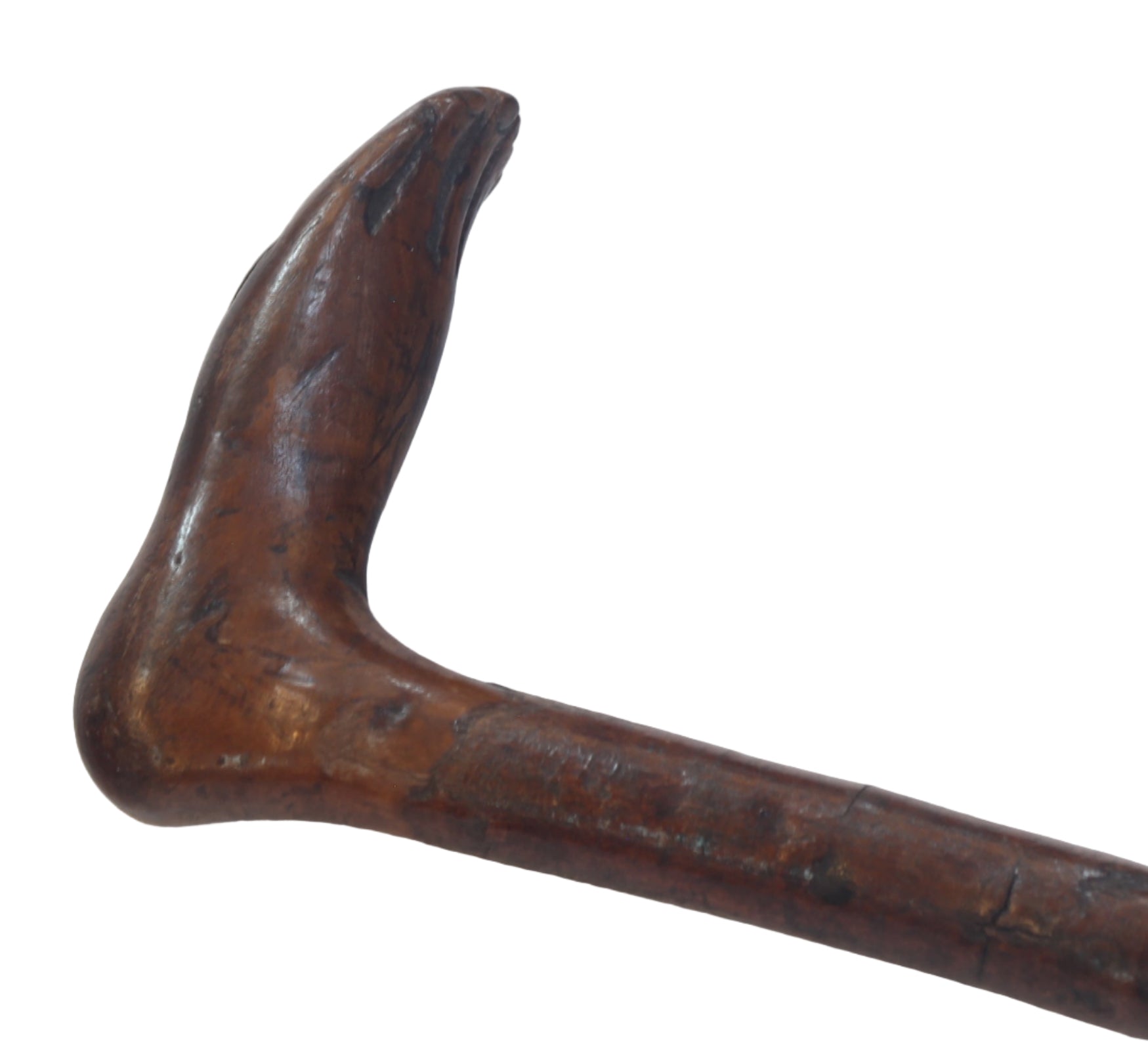 Folk Art Walking Stick with Foot Handle