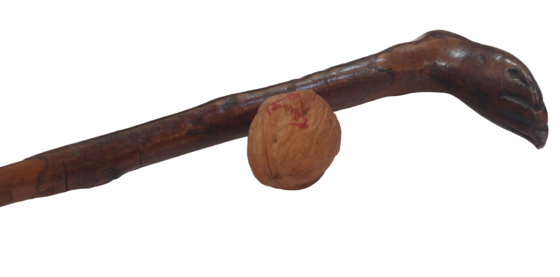 Folk Art Walking Stick with Foot Handle