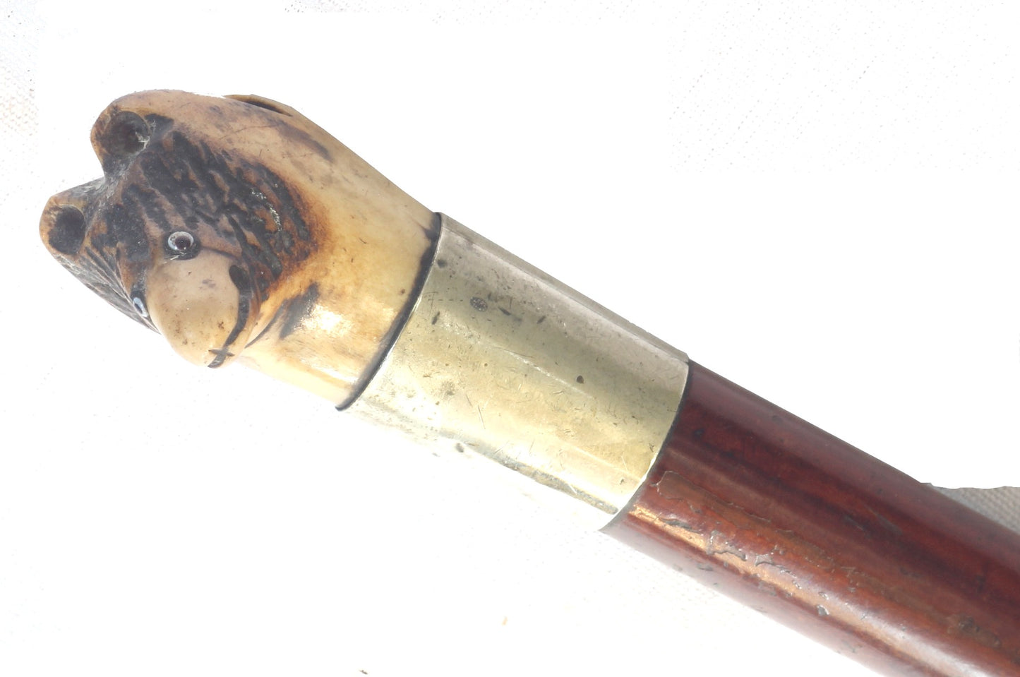 Antique Beagling Whip with Hound Handle and Whistle