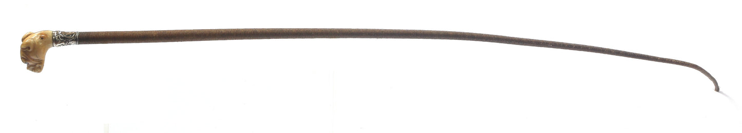 Antique Ladies Whip with Bone Boxer Dog Cap