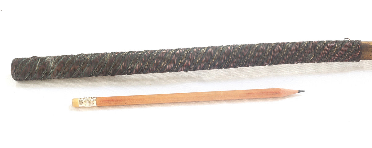 African Tribal Hide Whip or Sjambok or Litupa with Wire Decoration