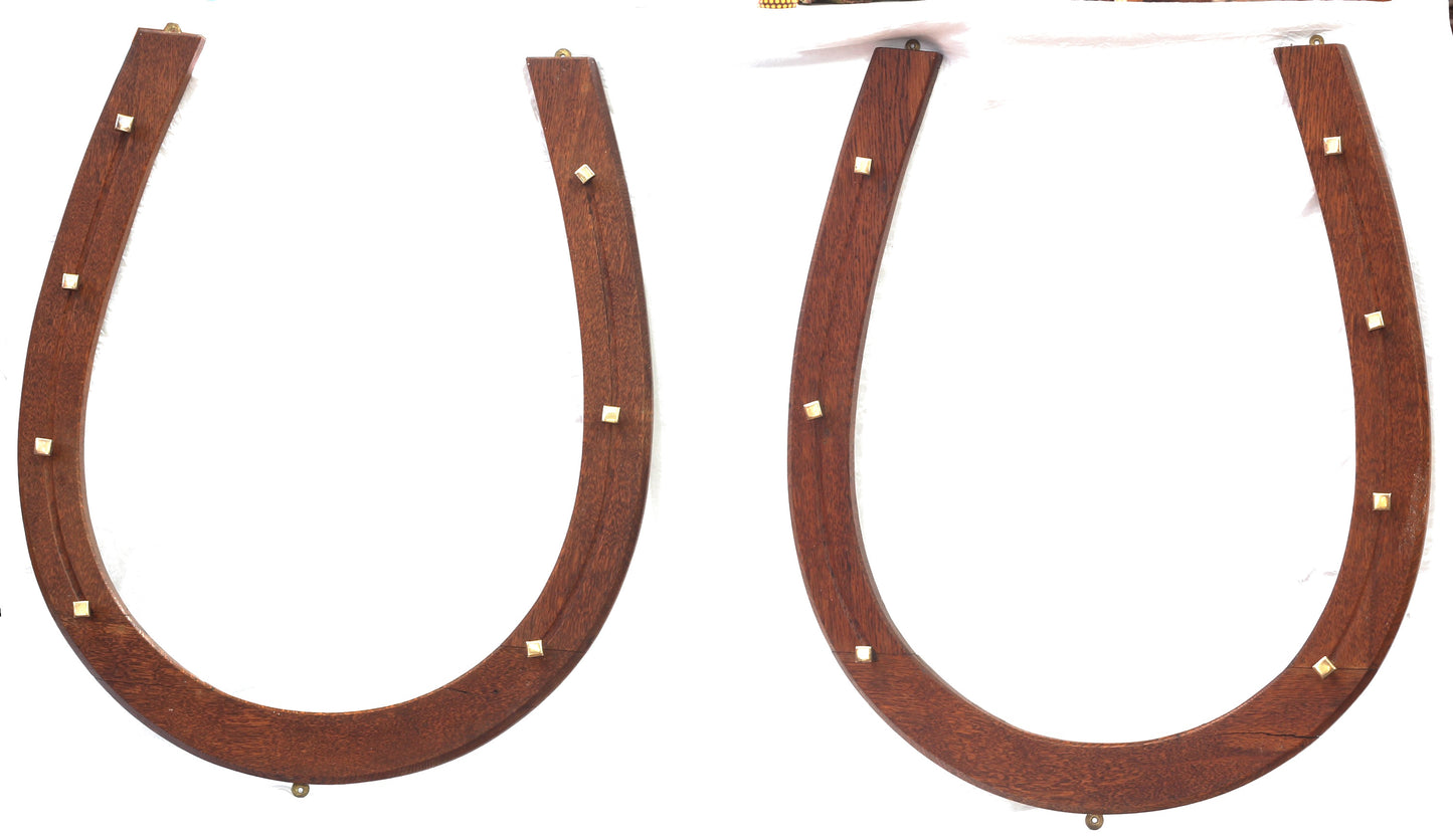 Pair Vintage Oak Horseshoe Whip or Coat Racks