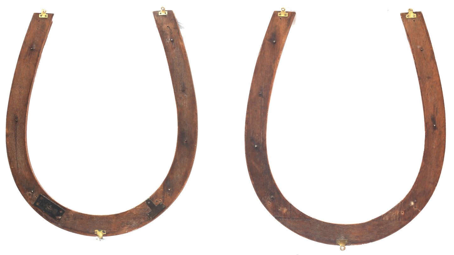 Pair Vintage Oak Horseshoe Whip or Coat Racks
