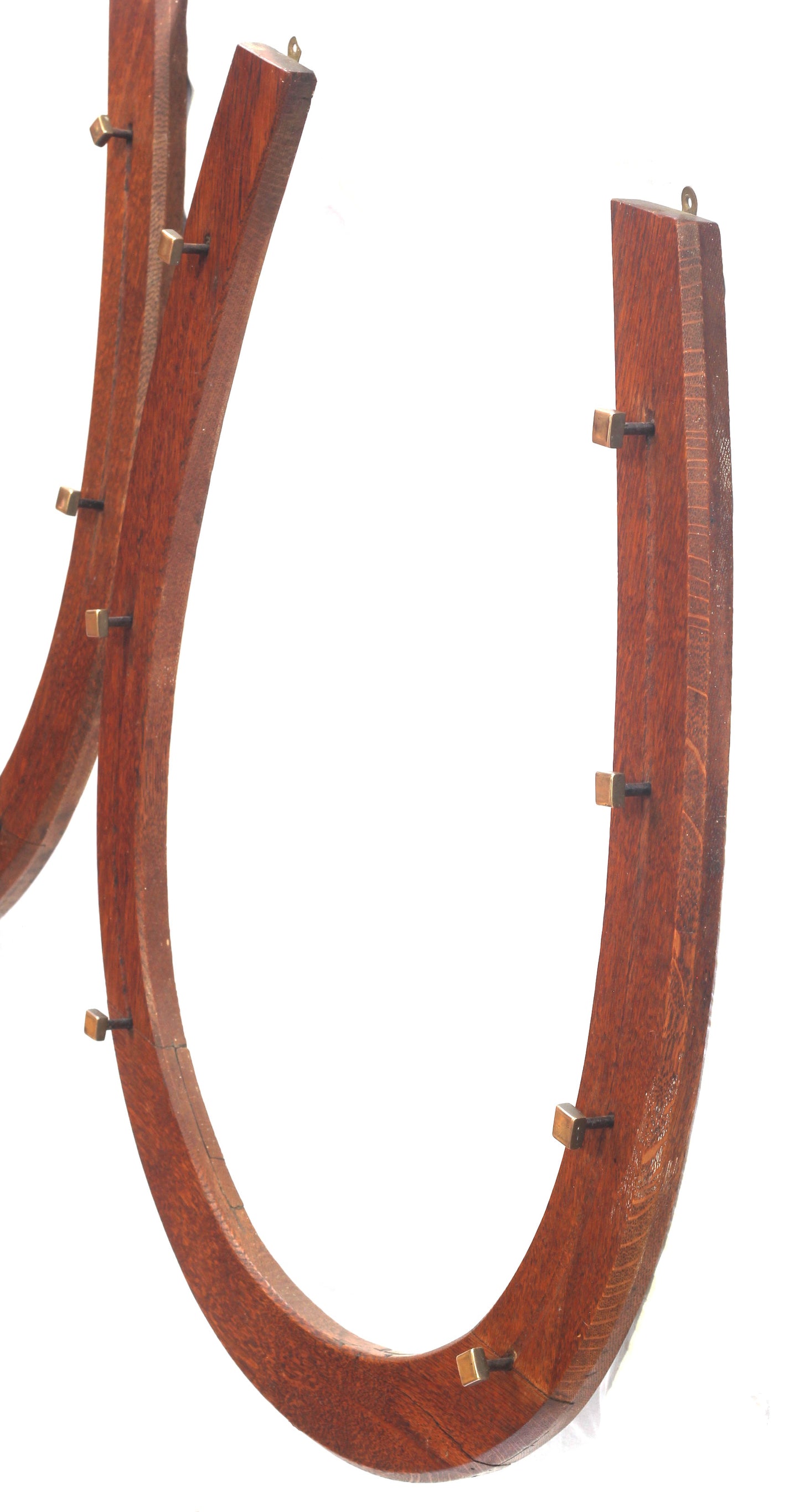 Pair Vintage Oak Horseshoe Whip or Coat Racks
